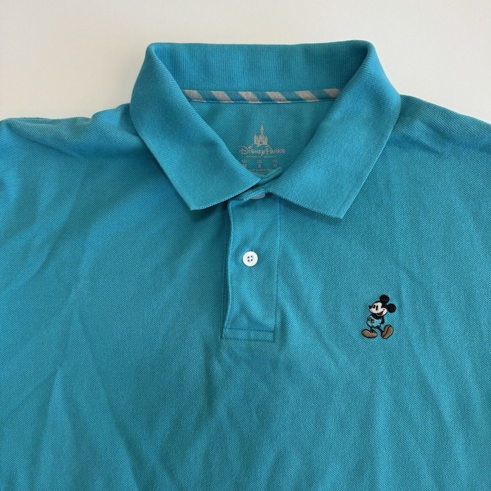 Disney Parks Men's Size Medium Polo‎ Mickey Mouse Blue Short Sleeve  Embroidered